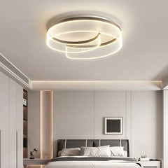 Swirling Ribbed Ring Semi-Flush Mount Ceiling Light with Frosted Shade