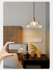Gold Floral Glass Semi-Flush Mount Ceiling Light