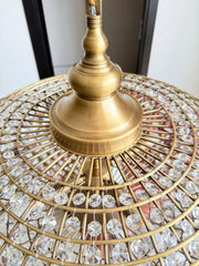 Ornate Gold Metal Crystal Orb Pendant Light Fixture