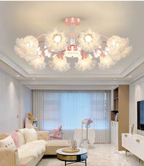 Gold Floral Semi-Flush Ceiling Light Chandelier Fixture