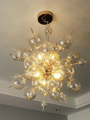 Modern Bubble Pendant Light with Glass Orbs and Starburst Design