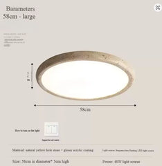 Round Stone Texture Flush Mount Ceiling Light Subtle Natural Finish