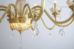 Gold Crystal Candelabra Chandelier With Faceted Crystal Accents