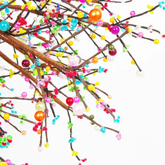 Starburst Pendant Light with Colorful Ceramic Flower Accents
