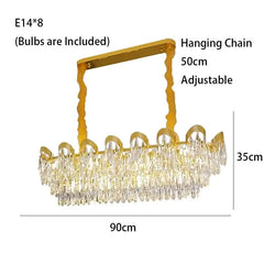 Gold Crystal Teardrop Cascading Chandelier Light