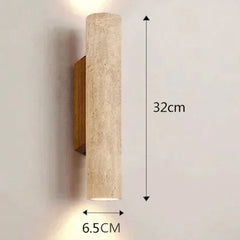 Natural Stone Cylinder Up/Down Light Wall Sconce with Bronze Finish