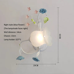 White Rose Bud Wall Sconce with Frosted Glass Bell Shade
