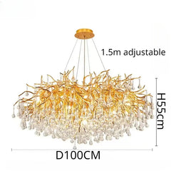 Gold Crystal Cascade Chandelier Surface Mount Light