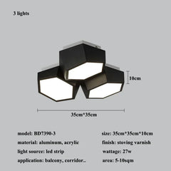 Ceiling light fixture with dimensions and specifications on a gray background