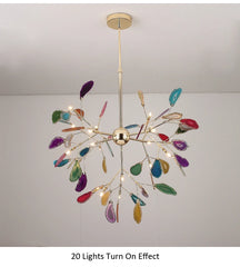 Gold Branch Sputnik Chandelier with Blue Agate Slices