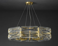 Gold Frame Geometric Crystal Chandelier Pendant Light Fixture