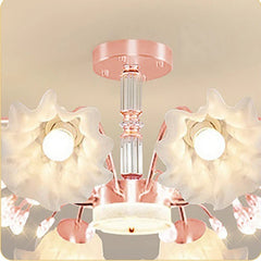 Gold Floral Semi-Flush Ceiling Light Chandelier Fixture