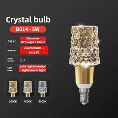 Acrylic Crystal LED Globe Bulb, 2700K–6500K E27