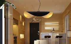 Modern Wave Pendant Light with Gold Leaf and Black Accents