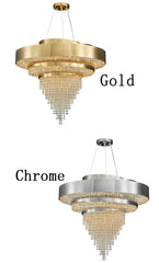 Tiered Crystal Waterfall Chandelier with Gold Finish Metal Frame