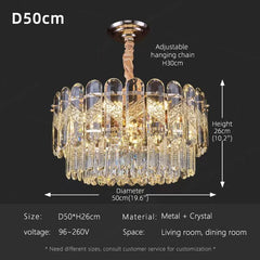 Gold Crystal Tiered Waterfall Pendant Light with Leaf Accents