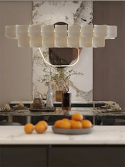 Modern Gold Acrylic Wave Chandelier with Tiered Design