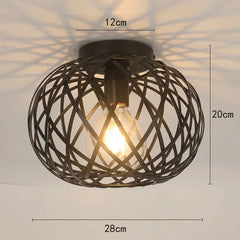 Brushed Open Cage Semi-Flush Mount Ceiling Light Fixture