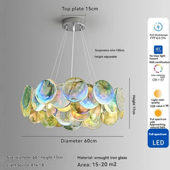 Pink Round Crystal Chandelier Semi-Flush Ceiling Light
