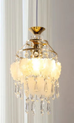 Chrome Butterfly & Crystal Tiered Pendant Light Fixture