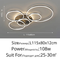 Modern Gold Interlocking Rings Flush Mount Ceiling Light Fixture
