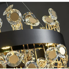 Gold Crystal Floral Chandelier Pendant Light with Mirror Accents