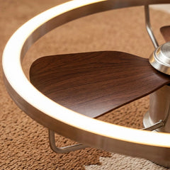 Brushed Nickel Ring Ceiling Fan Light Modern LED Chandelier
