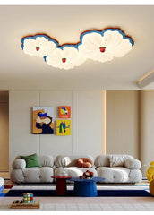 White Petal Flower Flush Mount Light with Multicolor Accents