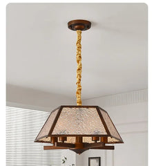 Brushed Gold Floral Pendant Light with Frosted Glass