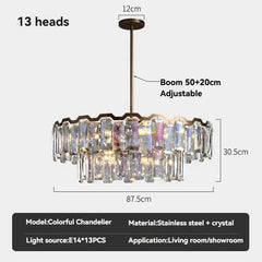 Polished Chrome Faceted Crystal Waterfall Chandelier