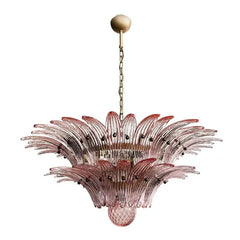Pink glass chandelier on a white background