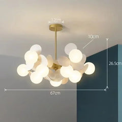 Gold Starburst Branch Chandelier with Globe Shades