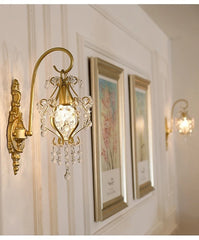 Gold Crystal Sconce Light Fixture with K9 Crystals