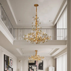 Solid Brass Branch Crystal Chandelier - Creative Tree Art Lighting