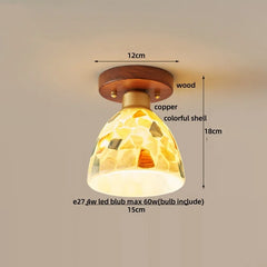 Ceiling light fixture with dimensions and material labels on a neutral background