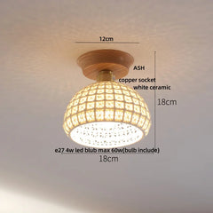 Ceiling light fixture with dimensions labeled on a neutral background