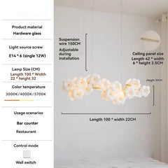 Chandelier with technical specifications on a white background