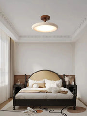 Natural Stone and Wood Semi-Flush Mount Ceiling Light Fixture