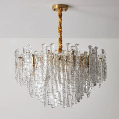 Glass Tube Chandelier with Amber and Clear Accents