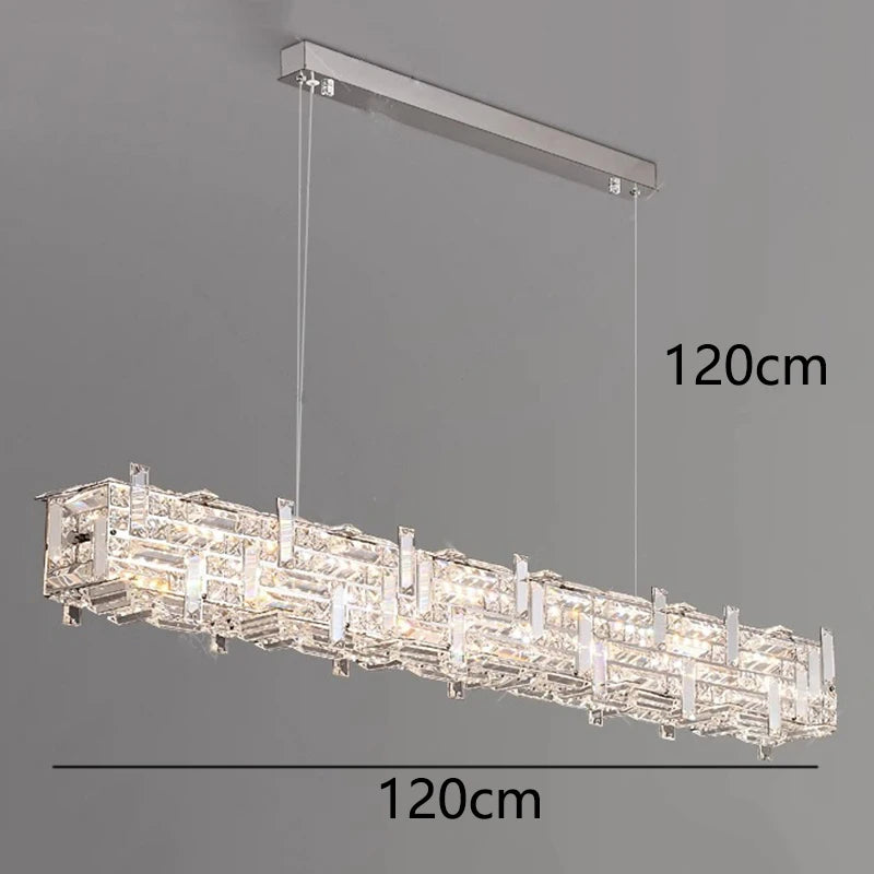Crystal chandelier with dimensions on a gray background