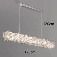Crystal chandelier with dimensions on a gray background