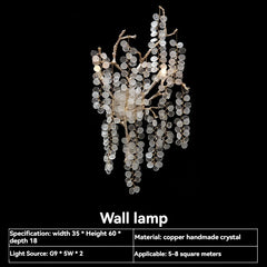 Wall lamp with crystal details on a black background