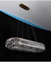 Modern Crystal Ring Pendant Light with Gold Finish Metal Frame