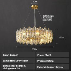 Gold Crystal Tiered Chandelier Hanging Pendant Light