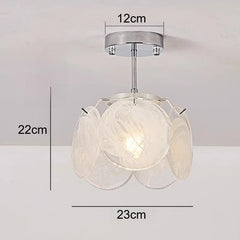 Artistic Swirl Glass Petal Pendant Light Fixture with Chrome Base
