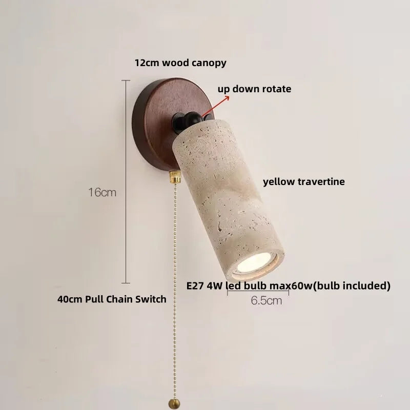 Wall-mounted light fixture with measurements and features labeled on a plain background