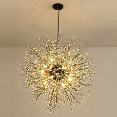 Starburst Pendant Light with Colorful Ceramic Flower Accents