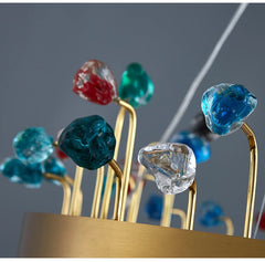 Gold Crystal Ring Chandelier with Colorful Accents