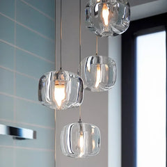 Smoked Gray Amber Clear Crystal Ball Pendant Light