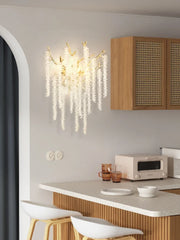 Gold Crystal Branch Wall Sconce with Cascading Beads